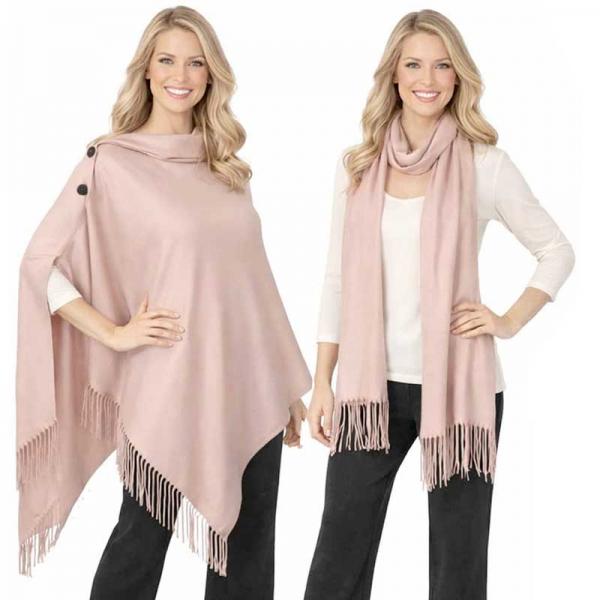 wholesale 624 - Cashmere Feel Wooden Button Shawls  #21 Dusty Pink with Black Buttons
(MB) - 