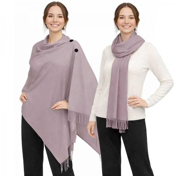 wholesale 624 - Cashmere Feel Wooden Button Shawls  #10 Dusty Purple with Black Buttons - 