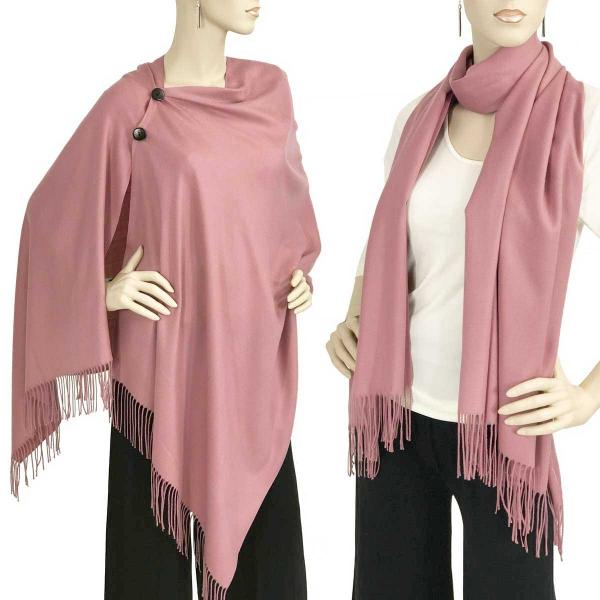 wholesale 624 - Cashmere Feel Button Shawls w/Wooden Buttons #12 Dusty Rose with Black Buttons - 