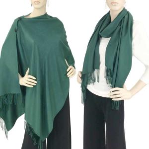 624 - Cashmere Feel Wooden Button Shawls  #18 Hunter Green with Black Buttons  - 