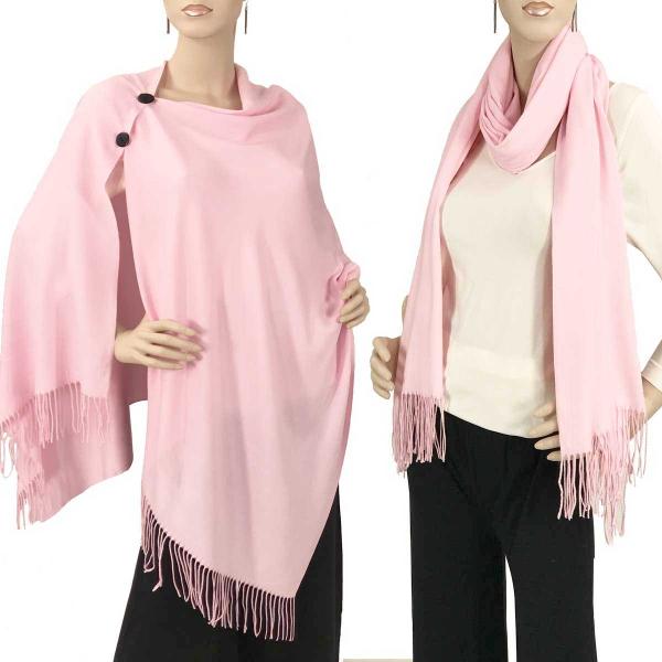 wholesale 624 - Cashmere Feel Button Shawls w/Wooden Buttons #14 Light Pink with Black Buttons - 