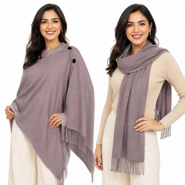 Wholesale 624 - Cashmere Feel Wooden Button Shawls  #09 Mushroom with Black Buttons - 