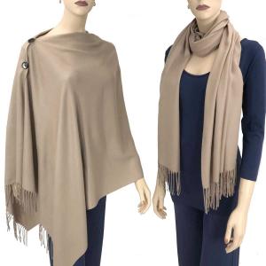 624 - Cashmere Feel Wooden Button Shawls  #22 Tan with Black Buttons - 