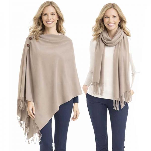 wholesale 624 - Cashmere Feel Wooden Button Shawls  #22 Tan with Black Buttons
(MB) - 