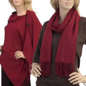 624 - Cashmere Feel Wooden Button Shawls  #17 Burgundy with Black Wooden Buttons  - 