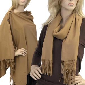 624 - Cashmere Feel Wooden Button Shawls  #28 Camel with Brown Wooden Buttons  - 
