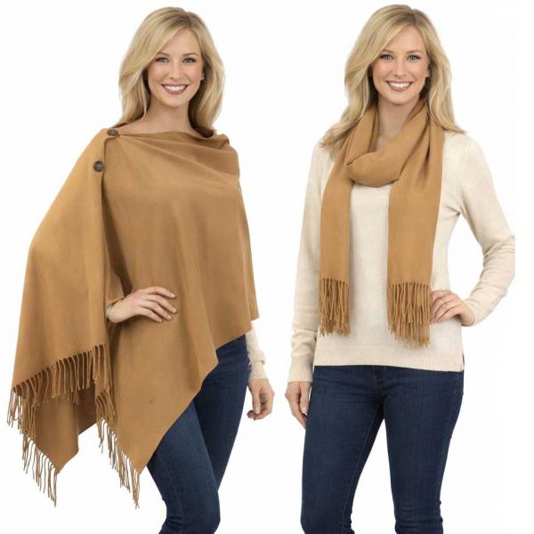 wholesale 624 - Cashmere Feel Wooden Button Shawls  #28 Camel with Brown Wooden Buttons  - 