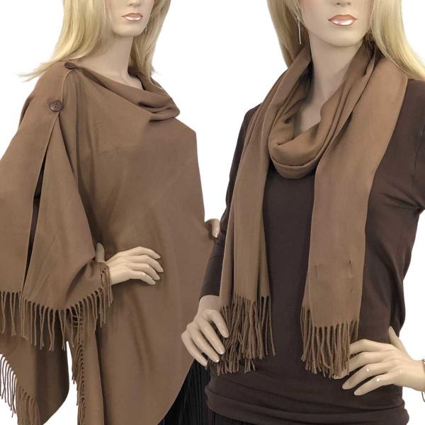 wholesale 624 - Cashmere Feel Wooden Button Shawls  #10B Chestnut with Brown Wooden Buttons  - 