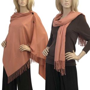 624 - Cashmere Feel Wooden Button Shawls  #06 Salmon with Black Buttons - 