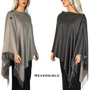Wholesale  624 - #31R Taupe/Deep Brown<br>
Reversible Cashmere Feel<br> Wooden Button Shawl
 - 