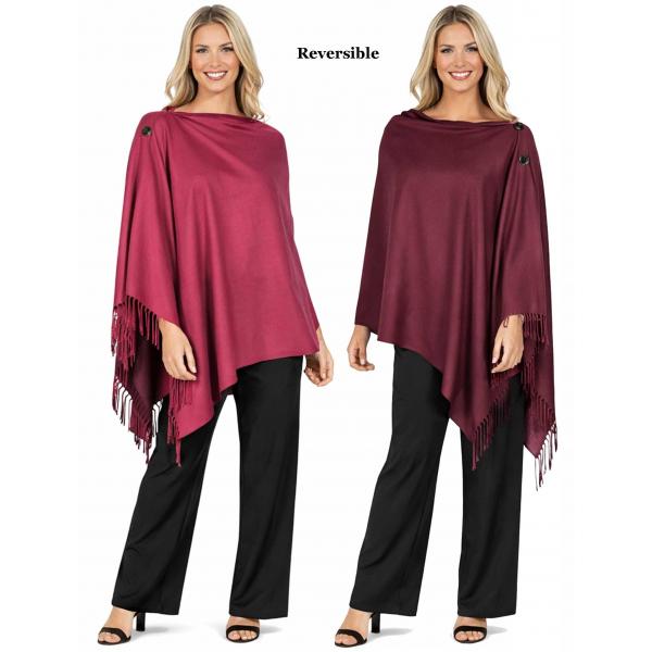 wholesale 624 - Cashmere Feel Wooden Button Shawls  624 - #03R Berry/Wine<br>
Reversible Cashmere Feel<br> Wooden Button Shawl
 - 