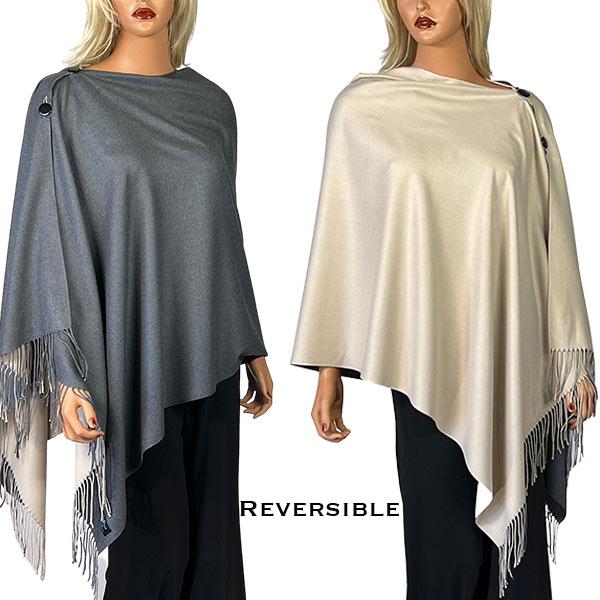 wholesale 624 - Cashmere Feel Wooden Button Shawls  624 - #38 Beige/Grey<br>
Reversible Cashmere Feel<br> Wooden Button Shawl
 - 