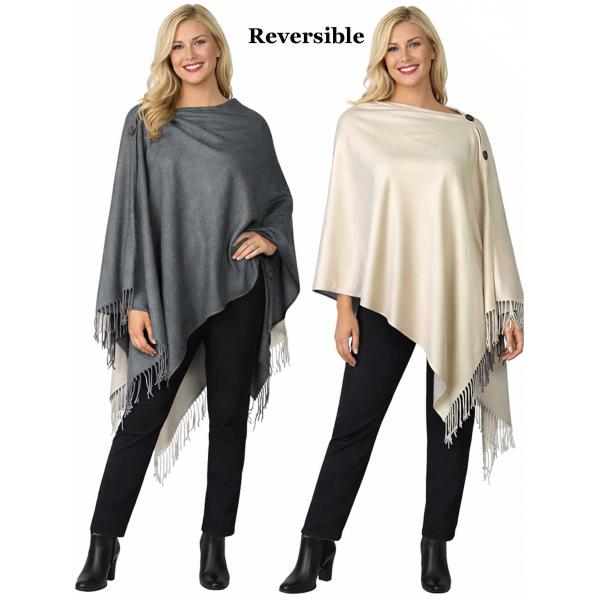 wholesale 624 - Cashmere Feel Wooden Button Shawls  624 - #38 Beige/Grey<br>
Reversible Cashmere Feel<br> Wooden Button Shawl
 - 