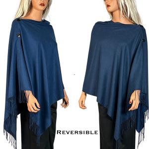 Wholesale  624 - #17R Navy/Midnight<br>
Reversible Cashmere Feel<br>Wooden Button Shawl
 - 