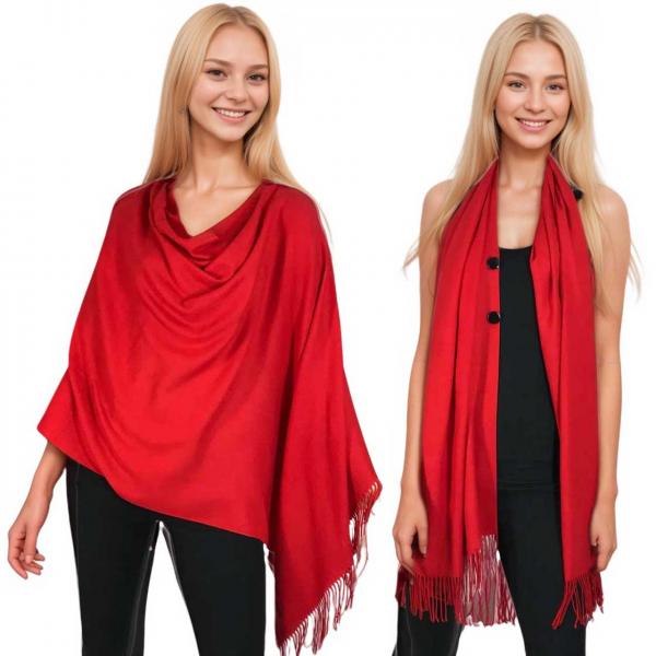 wholesale 624 - Cashmere Feel Wooden Button Shawls  #13 Red with Black Buttons
(MB) - 