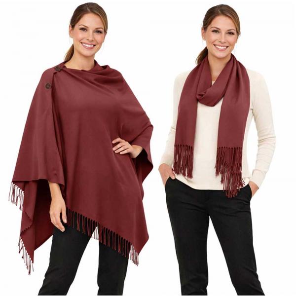 wholesale 624 - Cashmere Feel Wooden Button Shawls  #29<br>
Wine with Black Buttons (MB) - 
