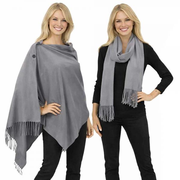 wholesale 624 - Cashmere Feel Wooden Button Shawls  #32 Light Grey with Black Wooden Buttons (MB)  - 