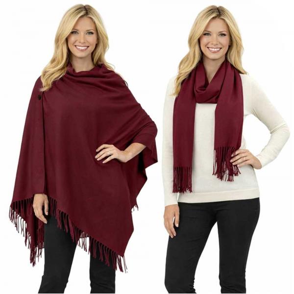 wholesale 624 - Cashmere Feel Wooden Button Shawls  #35 Plum with Black Wooden Buttons (MB) - 