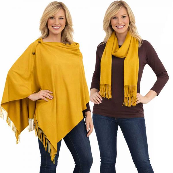 wholesale 624 - Cashmere Feel Wooden Button Shawls  #36 Harvest Gold with Black Wooden Buttons (MB) - 