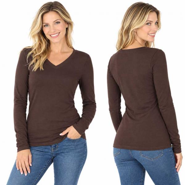 Wholesale Brushed Fiber - V-Neck Long Sleeve Top 2054 Americano  - X-Large