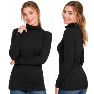 Brushed Fiber - Ruched Turtleneck Long Sleeve 2055 Black - Small