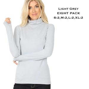 Wholesale Brushed Fiber - Ruched Turtleneck Long Sleeve 2055 Light Grey (EIGHT PACK) <br>
S:2,M:2,L:2,XL:2 - 