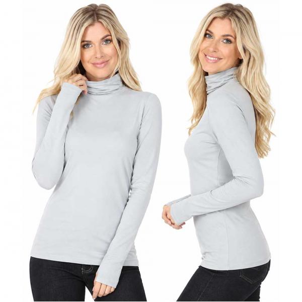 wholesale Brushed Fiber - Ruched Turtleneck Long Sleeve 2055 Light Grey  - Medium