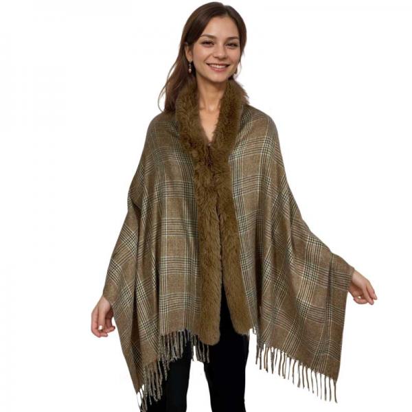 Wholesale 3170 - Plaid Cashmere Blend Shawls LC1R Plaid with Camel Fur #07 - 