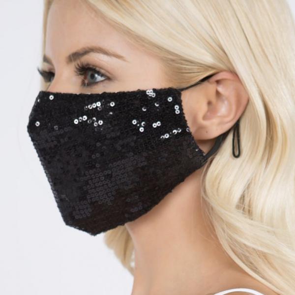 wholesale 3368 - Bling Masks #1-1D57 Black Sequin - 