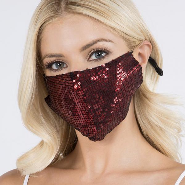 wholesale 3368 - Bling Masks #6-1D57 Red Sequin - 