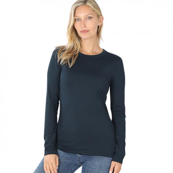 wholesale 2053 - Round Neck Long Sleeve Tops Midnight Navy Brushed Fiber - Round Neck Long Sleeve 2053 - Small