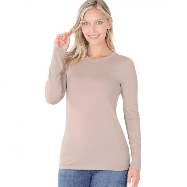 wholesale 2053 - Round Neck Long Sleeve Tops Ash Mocha Brushed Fiber - Round Neck Long Sleeve 2053 - X-Large