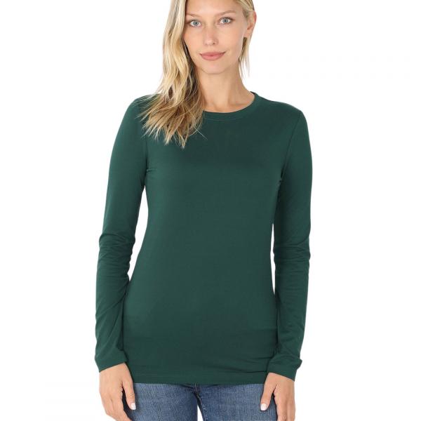 wholesale 2053 - Round Neck Long Sleeve Tops Hunter Green Brushed Fiber - Round Neck Long Sleeve 2053 - X-Large