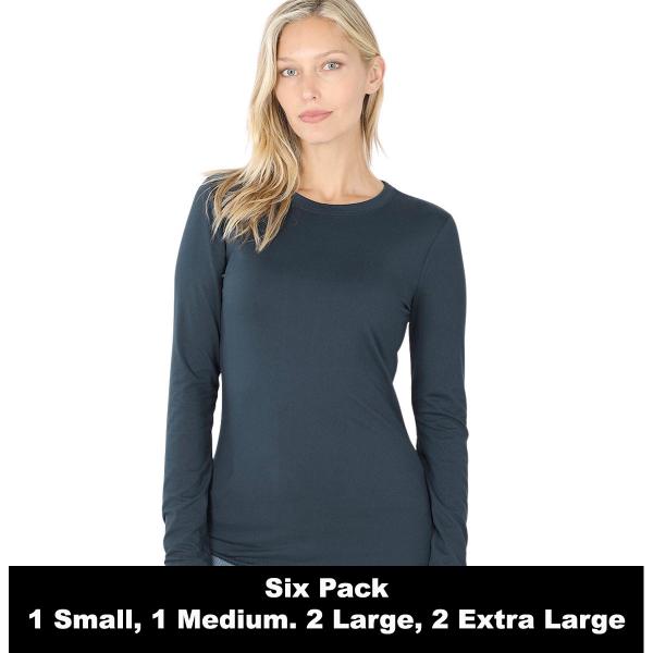 wholesale 2053 - Round Neck Long Sleeve Tops 2053 - Midnight Navy - Six Pack  - S:1,M:1,L:2,XL:2
