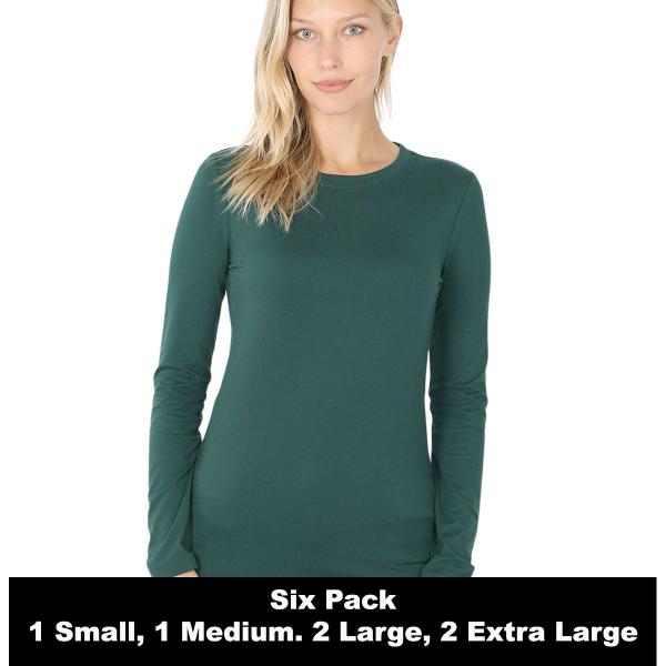 wholesale 2053 - Round Neck Long Sleeve Tops 2053 - Hunter Green - Six Pack  - S:1,M:1,L:2,XL:2