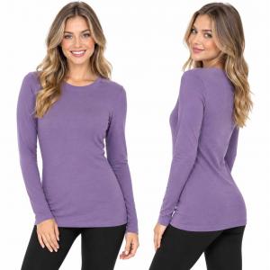 2053 - Round Neck Long Sleeve Tops Lilac Grey  - X-Large