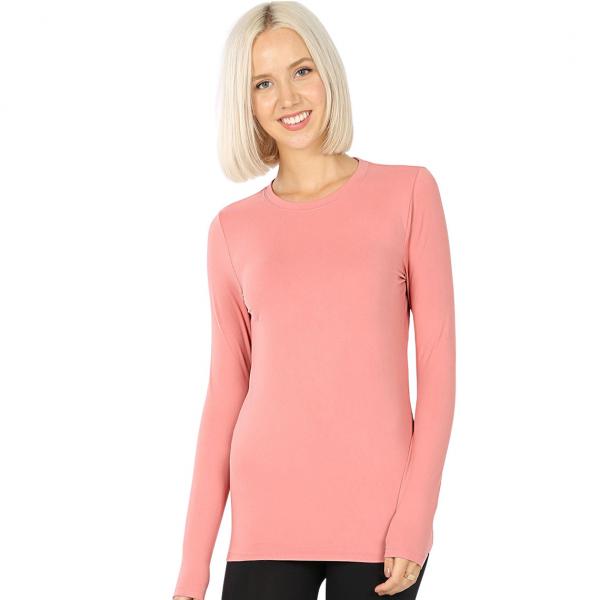 wholesale 2053 - Round Neck Long Sleeve Tops DUSTY ROSE Brushed Fiber - Round Neck Long Sleeve 2053 - X-Large