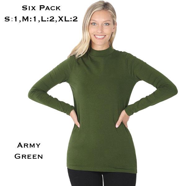Wholesale Mock Turtleneck - Cotton Long Sleeve 1059 1059 - ARMY GREEN SIX PACK<br> 
Mock Turtleneck  - S:1,M:2,L:2,XL:1