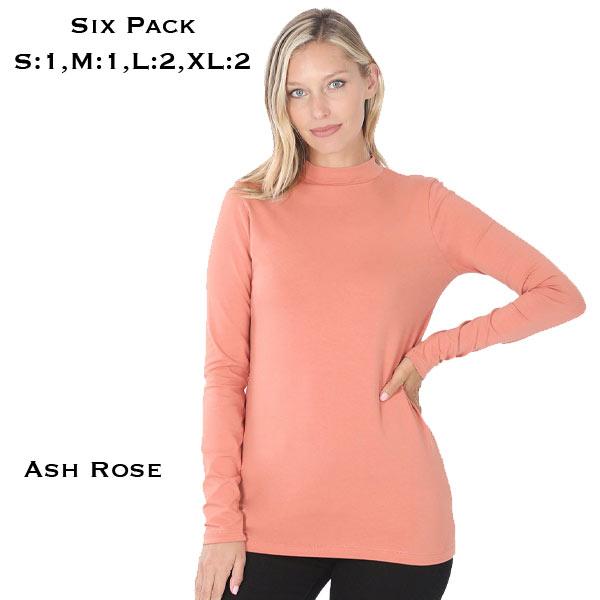 Wholesale Mock Turtleneck - Cotton Long Sleeve 1059 1059 - Ash Rose Six Pack<br> 
Mock Turtleneck  - S:1,M:2,L:2,XL:1