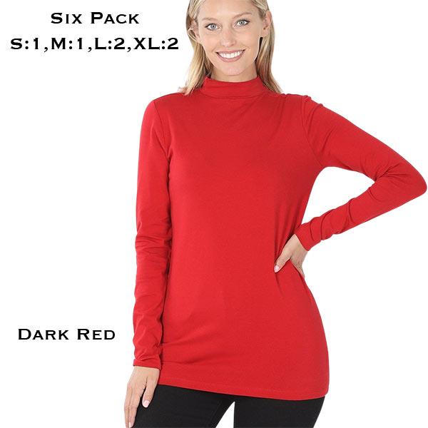 Wholesale Mock Turtleneck - Cotton Long Sleeve 1059 1059 - Dark Red<br>
Mock Turtleneck  - S:1,M:1,L:2,XL:2