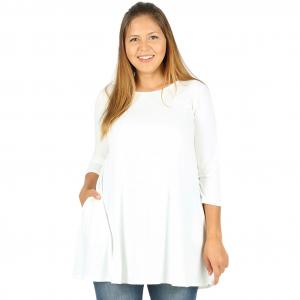 Wholesale  Ivory Boat Neck 3/4 Sleeve Flared Top with Pockets 1632 - 3X