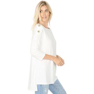 2082 - Boat Neck Hi-Lo Tops w/Wooden Buttons Ivory Boat Neck Hi-Lo Top w/ Wooden Buttons 2082 - Small