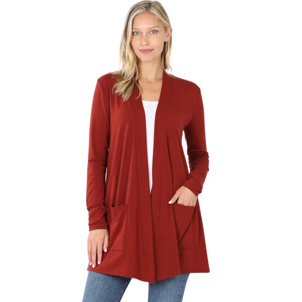 Wholesale Slouchy Pocket Open Cardigan 1443 FIRED BRICK Slouchy Pocket Open Cardigan 1443  - Medium