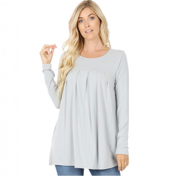 wholesale Tops - Long Sleeve Round Neck Pleated 1658 LIGHT GREY Long Sleeve Round Neck Pleated 1658 - X-Large