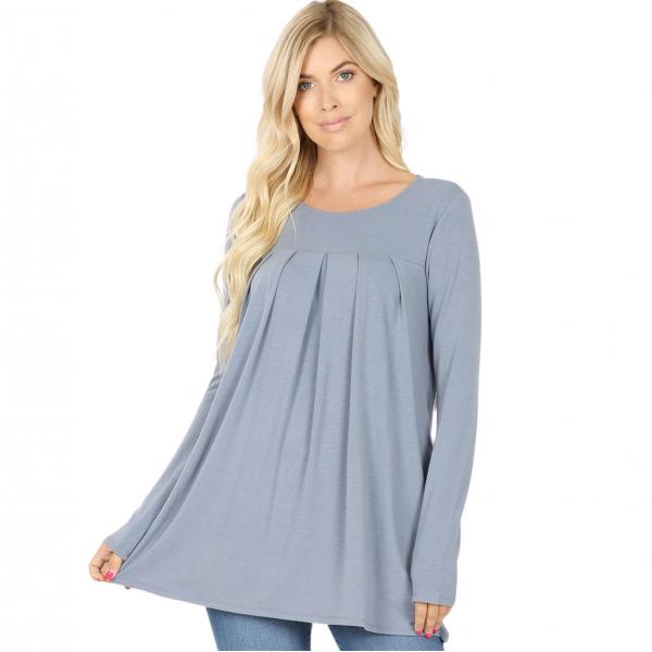 wholesale 1658 - Long Sleeve Round Neck Pleated Tops CEMENT Long Sleeve Round Neck Pleated 1658 - X-Large