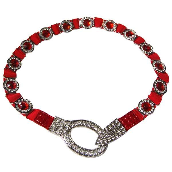 wholesale 1225 - Christmas Ideas  Crystal Stretch Belts - L6061 Red - 