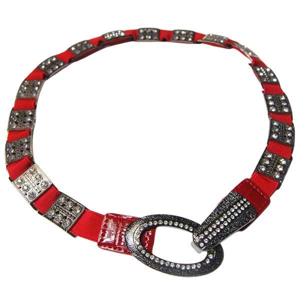 wholesale 1225 - Christmas Ideas  Crystal Stretch Belts - L6051 Red - S-XL