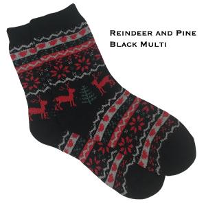 1225 - Ideas for Christmas Season  Reindeer and Pine - Black Multi - Woman's 6-10