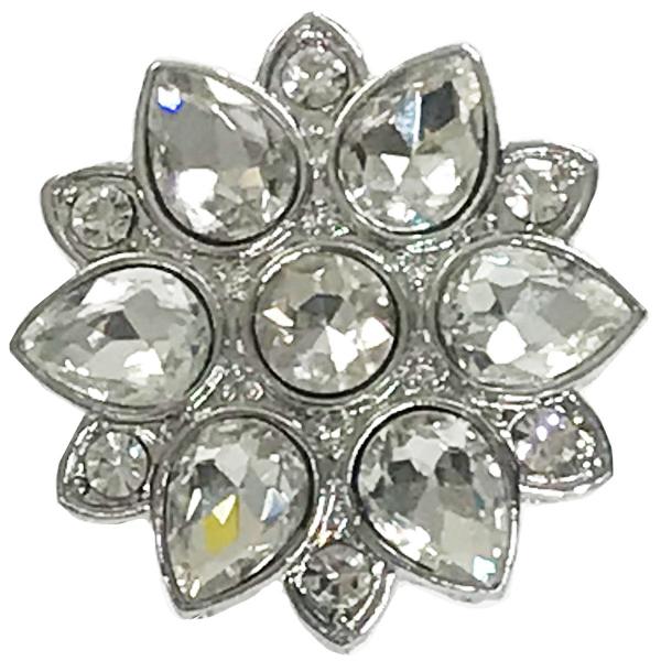 wholesale 1225 - Christmas Ideas  557 Silver Rhinestone Flower<br>
Artful Magnetic Design Brooch - 1.75