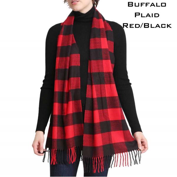 wholesale 1225 - Christmas Ideas  1337 - Black/Red Buffalo Plaid<br>Cashmere Feel Scarves- Solids & Plaids - One Size Fits All